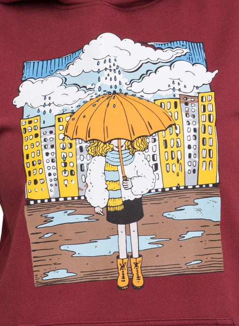 Brick Red Printed - HoodieV Design 64 - Khotwh
